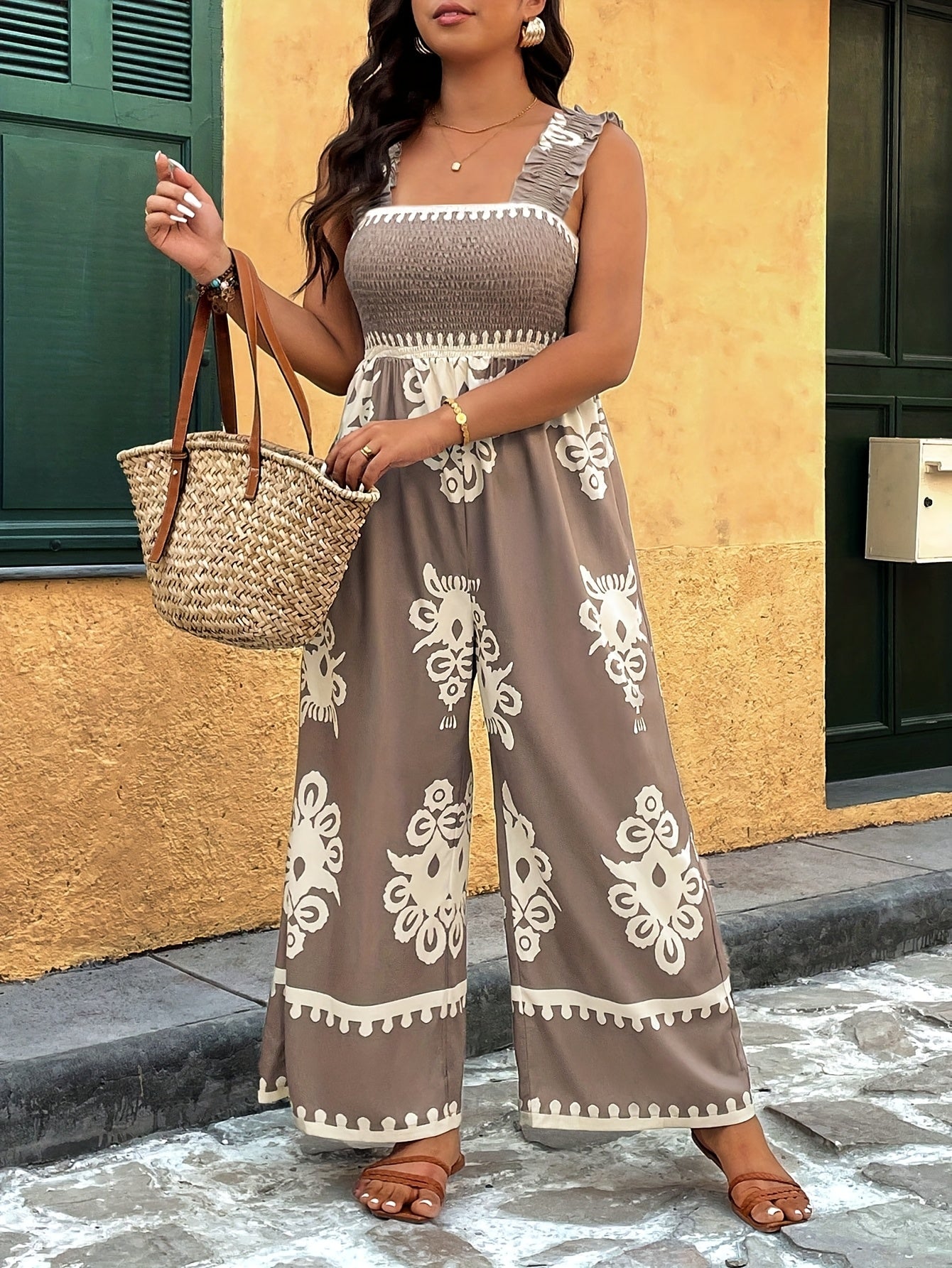 FLORA™ | Plus-Size Floral Sleeveless Wide-Leg Jumpsuit