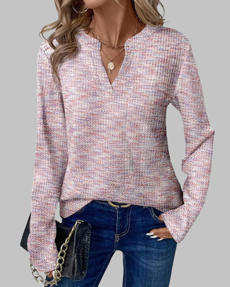 SURYA - Cozy V-Neck Long Sleeve Blouse
