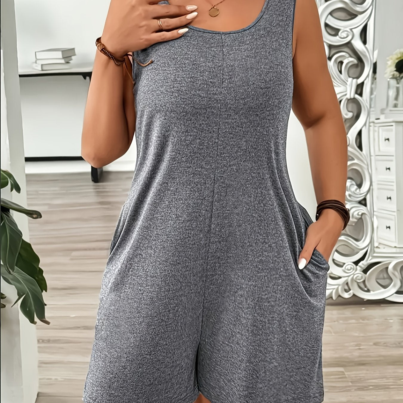 LIVIA™ | Solid Color Side-Pocket Jumpsuit