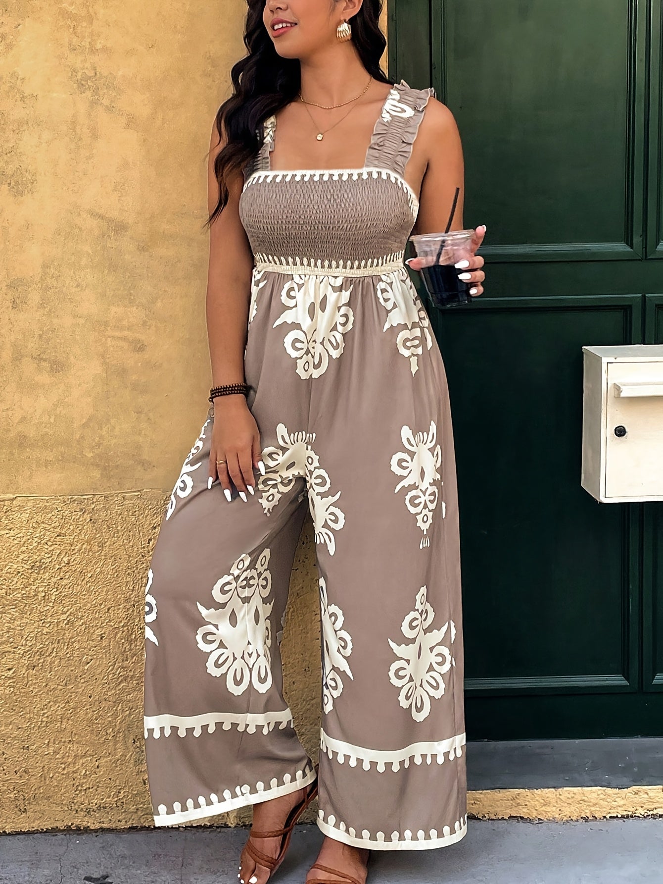 FLORA™ | Plus-Size Floral Sleeveless Wide-Leg Jumpsuit
