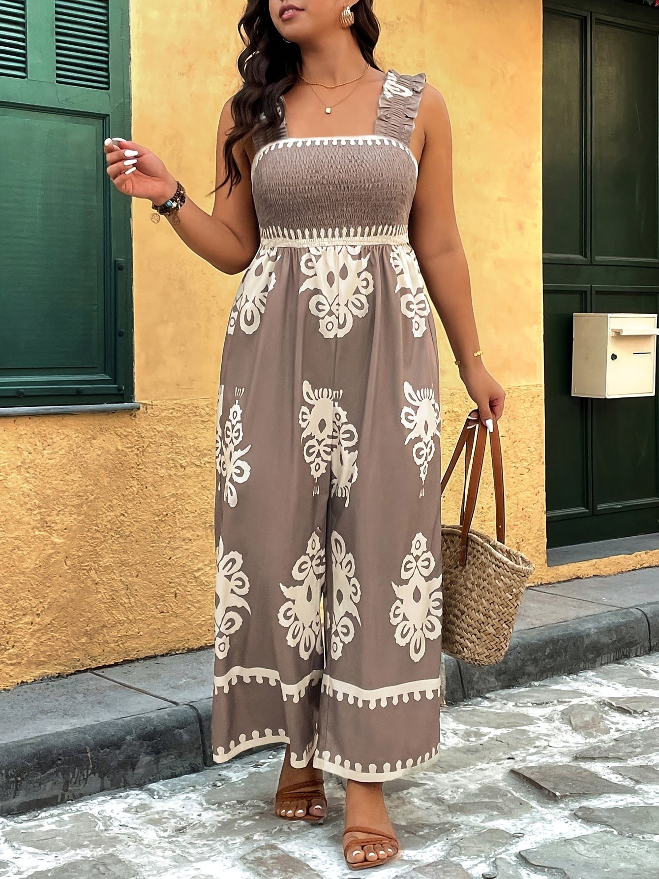 FLORA™ | Plus-Size Floral Sleeveless Wide-Leg Jumpsuit