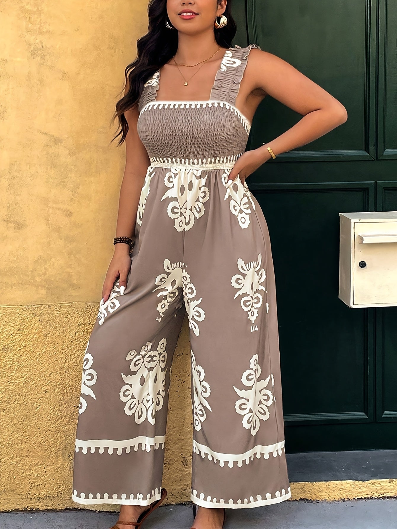 FLORA™ | Plus-Size Floral Sleeveless Wide-Leg Jumpsuit