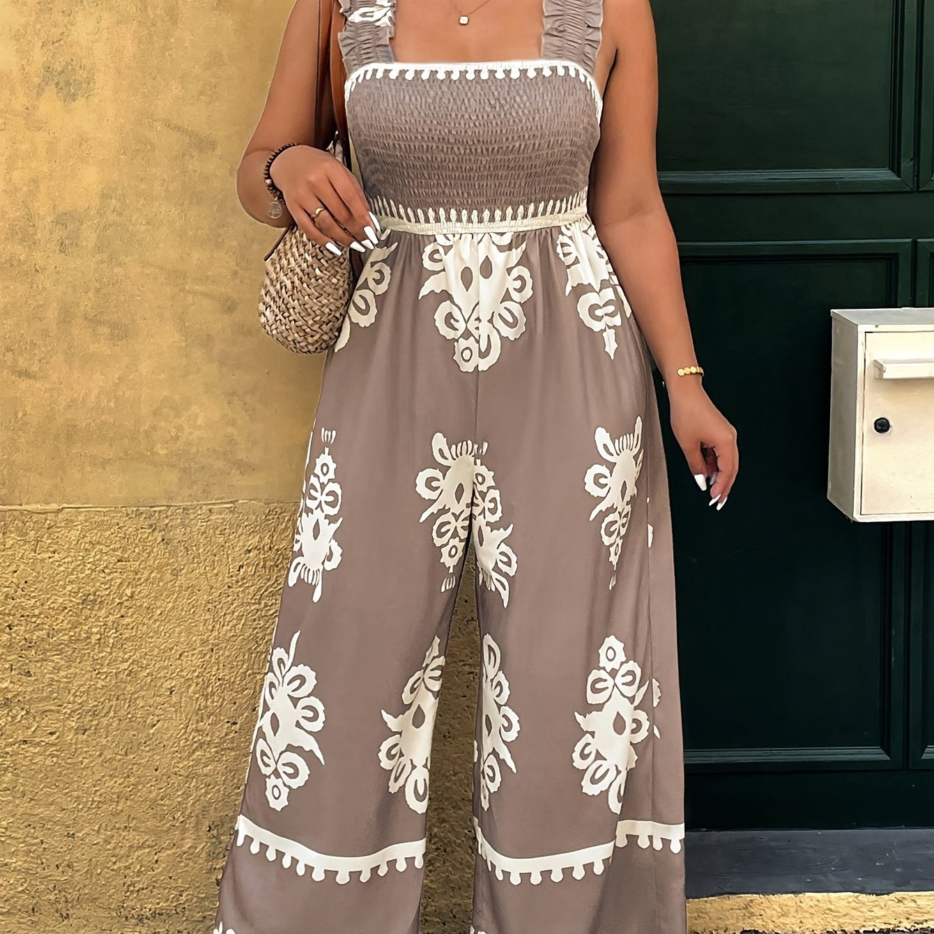 FLORA™ | Plus-Size Floral Sleeveless Wide-Leg Jumpsuit