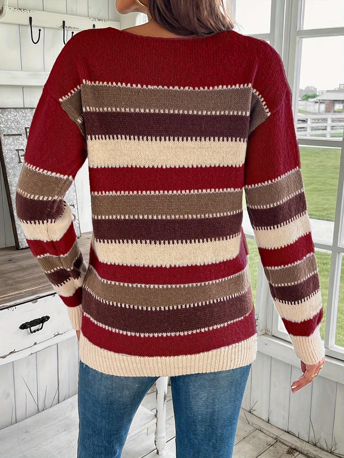 Baily | Colourful crew neck jumper with drop shoulder and long sleeves