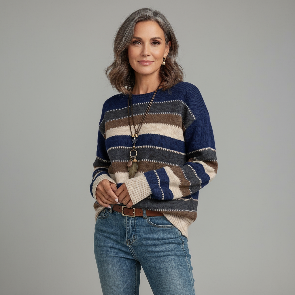 Baily | Colourful crew neck jumper with drop shoulder and long sleeves