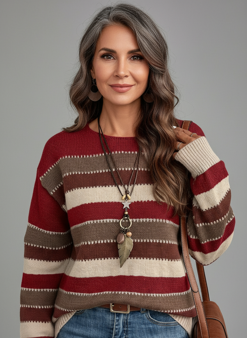Baily | Colourful crew neck jumper with drop shoulder and long sleeves